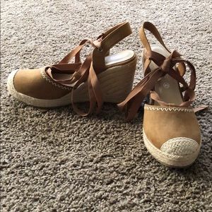 Lace up espadrilles wedges
